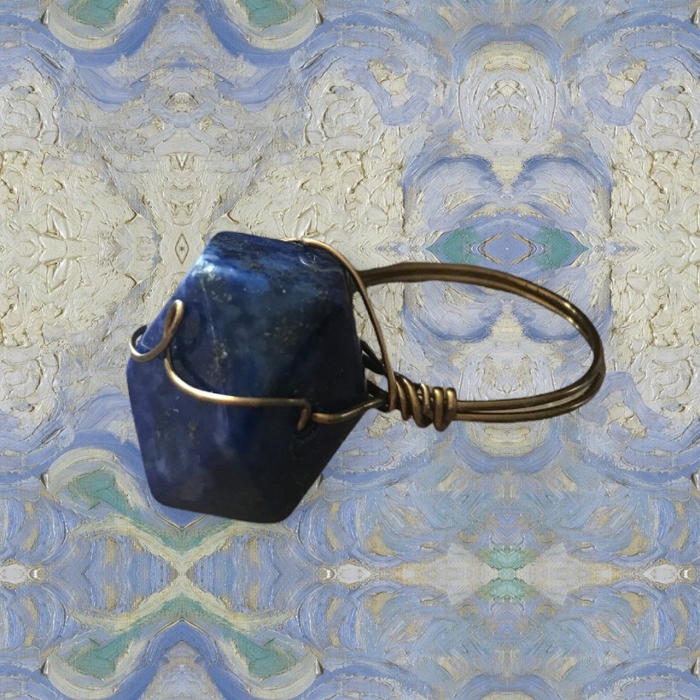 New Lapis Lazuli Wire-Wrapped Ring Size 7.5